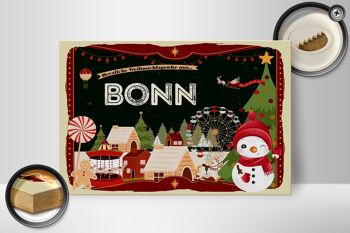 Panneau en bois Salutations de Noël de BONN cadeau 30x20cm 2