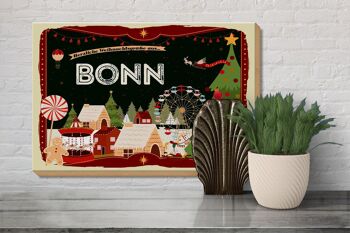 Panneau en bois Salutations de Noël de BONN cadeau 30x20cm 3