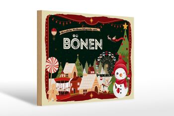 Panneau en bois Salutations de Noël du cadeau BÖNEN 30x20cm 1