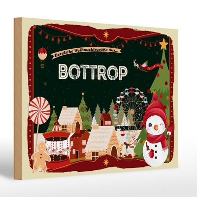 Cartel de madera Saludos navideños de BOTTROP regalo 30x20cm