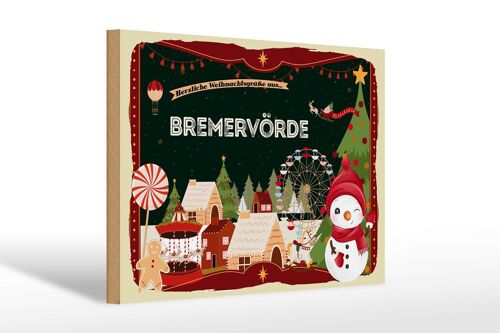 Holzschild Weihnachten Grüße BREMERVÖRDE Geschenk 30x20cm