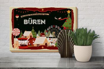 Panneau en bois Salutations de Noël Cadeau BÜREN 30x20cm 3