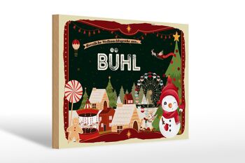 Panneau en bois Salutations de Noël BÜHL Gift Fest 30x20cm 1