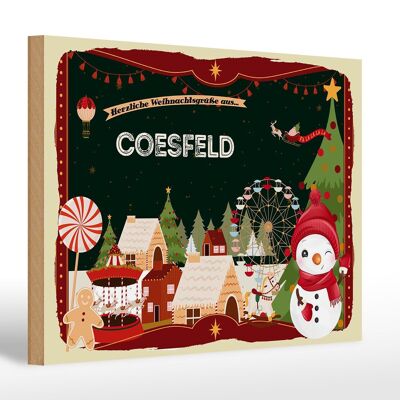 Cartello in legno auguri di Natale regalo COESFELD 30x20cm