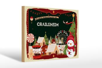 Panneau en bois voeux de Noël cadeau CRAILSHEIM 30x20cm 1
