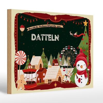 Holzschild Weihnachten Grüße aus DATTELN Geschenk 30x20cm