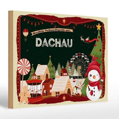 Holzschild Weihnachten Grüße aus DACHAU Geschenk 30x20cm