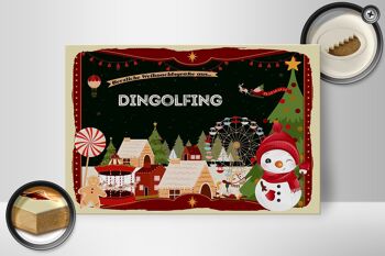 Panneau en bois voeux de Noël cadeau DINGOLFING 30x20cm 2