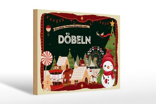 Holzschild Weihnachten Grüße aus DÖBELN Geschenk 30x20cm