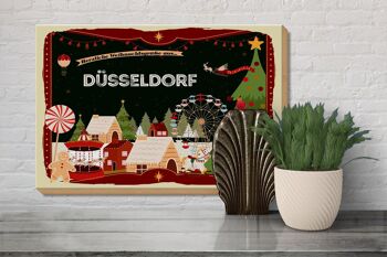 Panneau en bois Salutations de Noël DÜSSELDORF cadeau 30x20cm 3