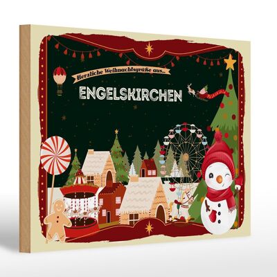 Wooden sign Christmas greetings ANGELSKIRCHEN gift 30x20cm