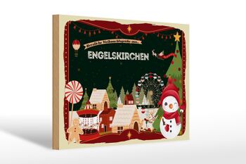 Panneau en bois Vœux de Noël ENGELSKIRCHEN cadeau 30x20cm 1