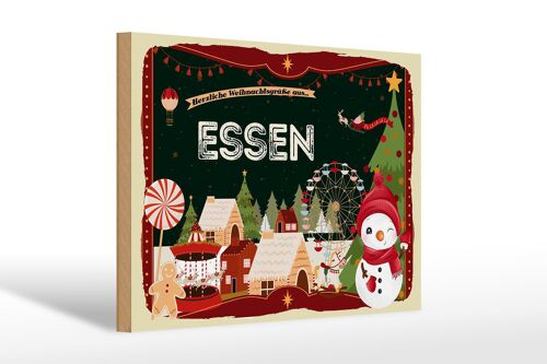 Holzschild Weihnachten Grüße aus ESSEN Geschenk 30x20cm