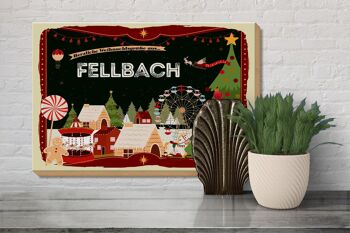 Panneau en bois Salutations de Noël Cadeau FELLBACH 30x20cm 3