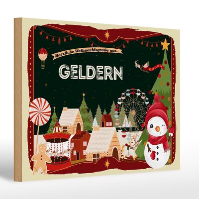 Cartel de madera Saludos navideños de GELDERN regalo 30x20cm