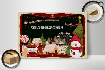 Panneau en bois voeux de Noël GELSENKIRCHEN cadeau 30x20cm 2