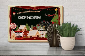 Panneau en bois Salutations de Noël du cadeau GIFHORN 30x20cm 3