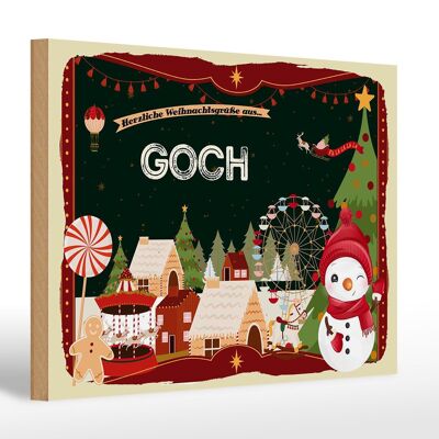 Cartel de madera Saludos navideños de GOCH regalo 30x20cm