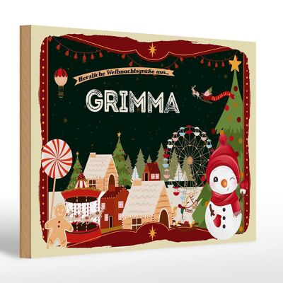 Cartel de madera Saludos navideños de GRIMMA regalo 30x20cm