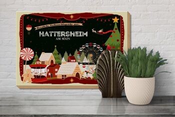 Panneau en bois Vœux de Noël HATTERSHEIM AM MAIN Fest 30x20cm 3