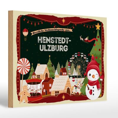Cartel de madera Saludos navideños HENSTEDT-ULZBURG Fest 30x20cm