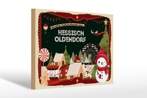 Holzschild Weihnachten Grüße HESSISCH OLDENDORF Fest 30x20cm