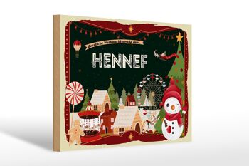 Panneau en bois Vœux de Noël de HENNEF cadeau 30x20cm 1