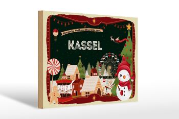 Panneau en bois Salutations de Noël de KASSEL Fest 30x20cm 1