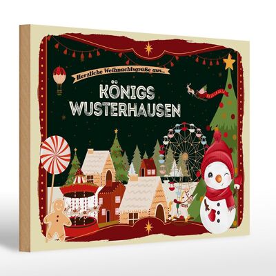 Cartel de madera Saludos navideños KÖNIGS WUSTERHAUSEN 30x20cm