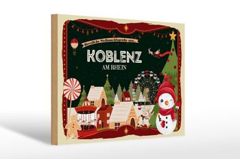Panneau en bois Salutations de Noël KOBLENZ AM RHEIN Fest 30x20cm 1