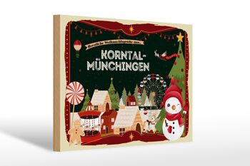 Panneau en bois Vœux de Noël KORNTAL-MÜNCHINGEN Fest 30x20cm 1