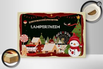 Panneau en bois voeux de Noël LAMPERTHEIM cadeau 30x20cm 2