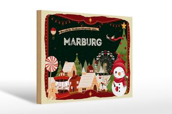 Panneau en bois Salutations de Noël de MARBURG cadeau 30x20cm 1