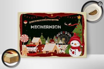 Panneau en bois voeux de Noël MECERNICH cadeau 30x20cm 2