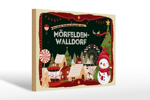 Holzschild Weihnachten Grüße MÖRFELDEN-WALLDORF Geschenk 30x20cm