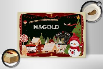 Panneau en bois voeux de Noël NAGOLD cadeau FESTIVE 30x20cm 2