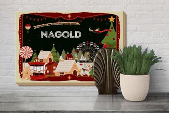Panneau en bois voeux de Noël NAGOLD cadeau FESTIVE 30x20cm 3
