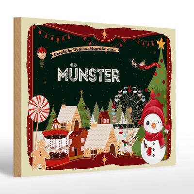 Cartello in legno auguri di Natale del regalo MÜNSTER 30x20 cm