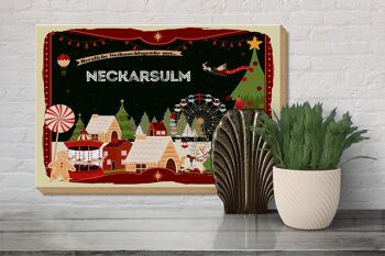 Panneau en bois Vœux de Noël NECKARSULM Fest 30x20cm 3
