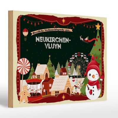 Panneau en bois Vœux de Noël NEUNKIRCHEN-VLUYN 30x20cm