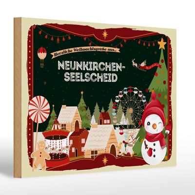 Cartel de madera Saludos navideños de NEUNKIRCHEN-SEELSCHEID 30x20cm