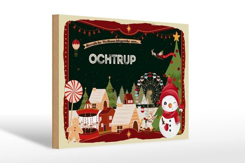 Holzschild Weihnachten Grüße aus OCHTRUP Geschenk 30x20cm