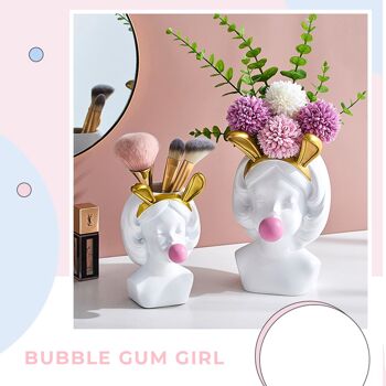 Vase - Bubble Gum Girl - Lapin - Décoration d'intérieur - Pot de fleur 2