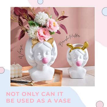 Vase - Bubble Gum Girl - Lapin - Décoration d'intérieur - Pot de fleur 3