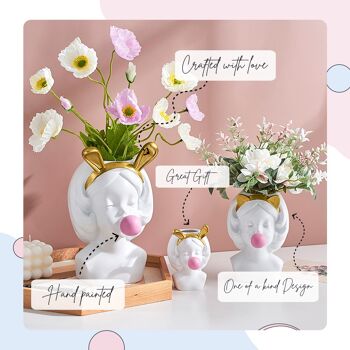 Vase - Bubble Gum Girl - Lapin - Décoration d'intérieur - Pot de fleur 4