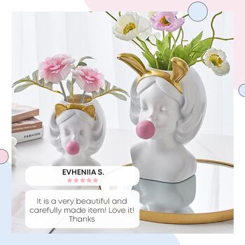 Vase - Bubble Gum Girl - Lapin - Décoration d'intérieur - Pot de fleur 7