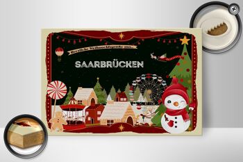 Panneau en bois Salutations de Noël SAARBRÜCKEN cadeau 30x20cm 2