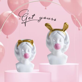 Porte-pinceau lapin - Bubble Gum Girl - Décoration d'intérieur - Figurine - Cadeau unique 8