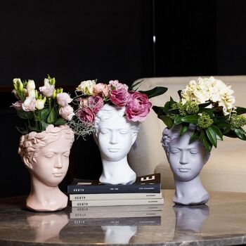 Vase - Pot de fleur Muse - Gris - Décoration d'intérieur - Tête de planteur - Cadeau unique 11