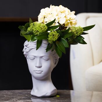 Vase - Pot de fleur Muse - Gris - Décoration d'intérieur - Tête de planteur - Cadeau unique 9